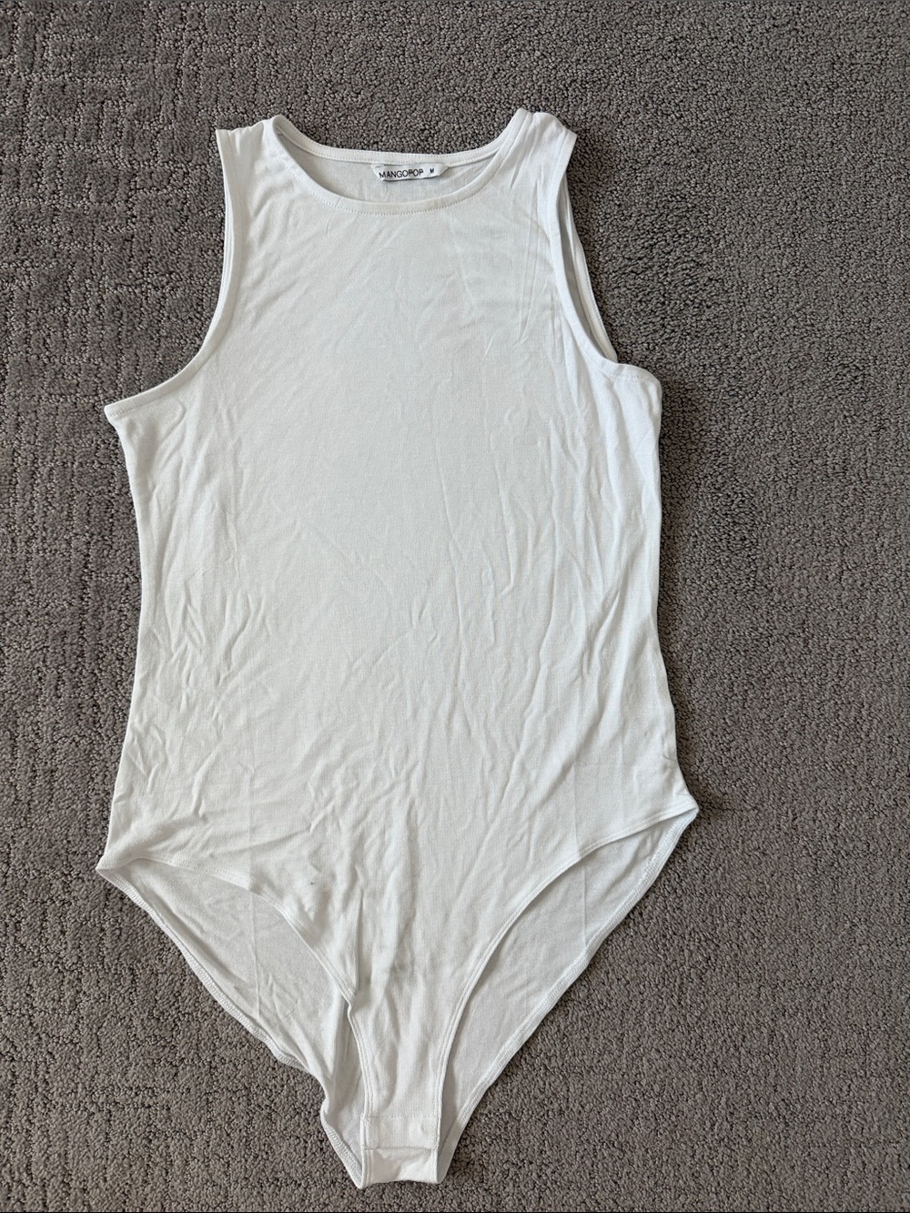 Mango White Ribbed Sleeveless Bodysuit